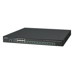 PLANET XGS-6350-12X8TR – Switch Capa 3 Administrable / 12 Puertos SFP+ 10G / 8 Puertos Gigabit / Conmutación 256 Gbps / Fuente de Alimentación Redundante AC