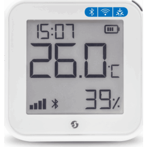 SHELLY SHELLYHTGEN3 – Sensor Ambiental IoT / Monitoreo de Temperatura y Humedad / Wi-Fi 802.11 b/g/n / Bluetooth 4.2 / Alimentación Dual Batería o USB-C