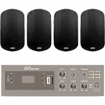 EPCOM PROAUDIO EPB240E/4WS50 – Kit de Audio para Instalación / Amplificador 240W / 4 Altavoces de Pared 2 Vías / Sistema 70/100V / Bluetooth / USB / FM