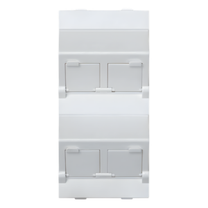 SIMON SM-FP-4-KEYA – Placa Voz y Datos Inclinada / Guardapolvo Integrado / 2 Puertos Keystone / 108×52 mm / 4.25×2.05 in