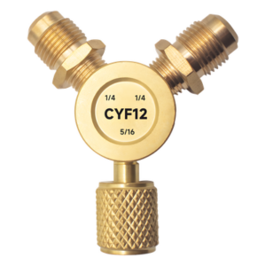 EPCOM CYF-12 – Conector Y para Refrigeración / 2 Entradas 1/4" Macho Flare / 1 Salida 5/16" Hembra Flare / Recuperación y Evacuación / 0.18 kg