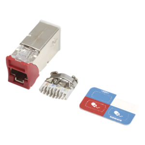 SIEMON Z6A-S03 – Jack Cat6A / Blindado STP / Montaje Híbrido Plano y Angulado / Color Rojo