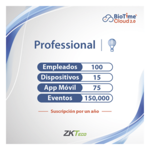 ZKTECO ZKT0820133 – Licencia Cloud / 100 Usuarios / 15 Dispositivos / Gestión de Asistencia / Anual
