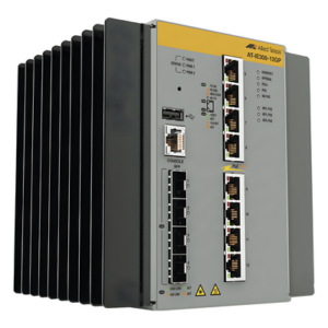 ALLIED TELESIS AT-IE300-12GP-80 – Switch Industrial Hi-PoE Continuo Administrable Capa 3 de 8 x 10/100/1000 Mbps + 4 Puertos SFP, 240 W.