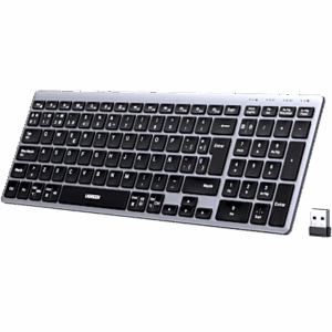 UGREEN 75163SP – Teclado Inalámbrico Multimodo / Bluetooth + 2.4 GHz / 3 Dispositivos Simultáneos / Recorrido de Tecla 1.8 mm / Batería 500 mAh / USB-C / Alcance 10 m (33 ft)