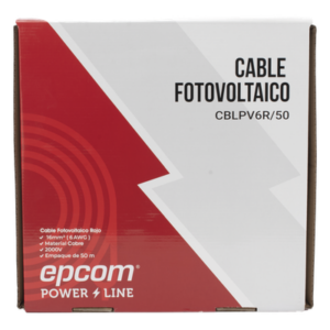EPCOM POWERLINE CBL-PV-6R/50 – Cable Fotovoltaico / 16 mm² (6 AWG) / Cobre / 2000V / Rojo / Rollo 50 m (164 ft)