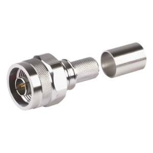Times Microwave EZ-400-NM-HX – Conector Coaxial N Macho / Ensamble Plegable / Pin Cautivo No Soldable / 50 Ohm / PTFE / Cables RG8-LMR400