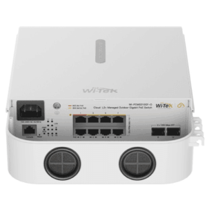 WI-TEK WIPCMS310GFOV2 – Switch PoE Industrial / 8 Puertos Gigabit / 2 SFP Uplink / PoE++ 90W / PoE+ 30W / 110W Total / 20 Gbps Switching / Sin Ventilador / -30°C a 60°C