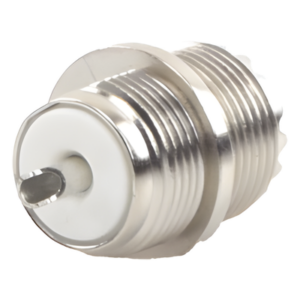RF INDUSTRIES,LTD RFU-523 – Conector UHF Hembra / Montaje Frontal en Panel D Plano / Cuerpo Zinc Niquelado / Contacto Plateado / Aislante Baquelita / Soldable