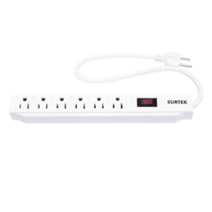 SURTEK SYS-136221 – Multicontacto con Supresor de Picos 450 Joules, Voltaje de Entrada: 127 Vca NEMA 5-15P, Con 6 Salidas NEMA 5-15R.