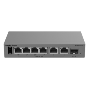 RUIJIE RG-ES207GS-HP – Switch Capa 2 Smart Cloud Managed / 7 Puertos Gigabit / 2 PoE++ 90 W + 2 PoE+ / Presupuesto PoE 120 W / 1 Puerto SFP 1GE / Protección 6 kV / Sin Ventilador