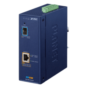 PLANET IXT-900-1X1UP – Convertidor de Medios PoE Industrial / 10G SFP+ y 10GBASE-T / PoE++ 95W / -40 a 75°C (-40 a 167°F) / SNMPv3, VLAN, ERPS, QoS / Dual Alimentación 12-54V