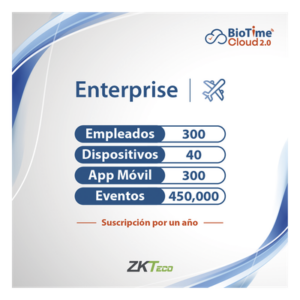 ZKTECO ZKT0820134 – Licencia Cloud / 300 Usuarios / 40 Dispositivos / Gestión de Asistencia / Reportes Personalizables / Acceso Remoto