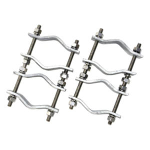 TELEWAVE, INC ANTC-482 – Juego de Abrazaderas Dobles / Mástiles 3.8 a 8.9 cm (1.5 a 3.5 in) / Separación 12 cm (4.75 in) / Acero Galvanizado / Torres Cuadradas o Redondas