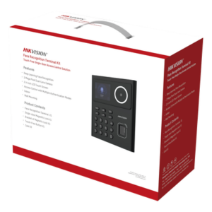 HIKVISION DS-KAS320 – Kit de Control de Acceso Biométrico / Reconocimiento Facial 500 Rostros / Huella y Tarjeta MIFARE 1,000 / Detección 0.3 a 2 m (0.98 a 6.56 ft) / Alimentación 12V CC Incluida / Interior