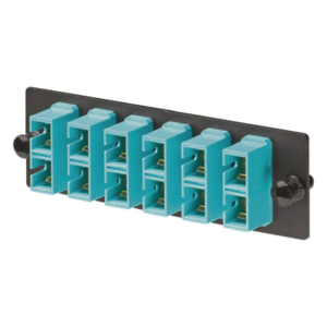 PANDUIT FAP6WAQDSCZ – Placa Acopladora de Fibra Óptica / 6 Conectores SC Duplex (12 Fibras) / Multimodo OM3/OM4 / Color Aqua / Alta Densidad