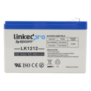 LINKEDPRO BY EPCOM LK1212 – Batería de Respaldo AGM-VRLA / 12 V / 12 Ah / Vida Útil 5 Años / Terminales F1 con Adaptador F2