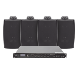 EPCOM PROAUDIO SF120DTB/4WS – Kit de Amplificador de Audio para Rack / 120W RMS / Salida 100V/4Ω / 4 Altavoces de Pared / Sistema 70/100V / Bluetooth-MP3-Tuner