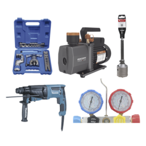 EPCOM POWERLINE KITPROMIN – Kit profesional / Bomba de vacío 2 etapas / Manómetro / Kit abocardado / Rotomartillo / Broca / 5.5 CFM / 1/2 HP / 330x120x230 mm / 10.8x3.9x7.5 ft