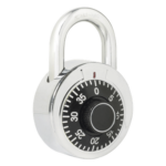 LOCK SYS-L26S50NGB – Candado de Combinación / Cuerpo 50 mm / Seguridad Nivel 3 / Combinación de Disco 3 Pasos / Gancho 7.5 mm / Acero Cromado