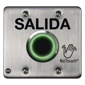 STI NT-SS201-ES – Botón de Salida NoTouch IR / Acero Inoxidable 304 / Salida Doble / Pestillo 0.5-20 s / LED Bicolor / Contacto Seco Tipo C
