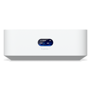 UBIQUITI UX7 – Cloud Gateway Compacto / Wi-Fi 7 / 6 Transmisiones Espaciales / 6 GHz / 10GbE WAN / 2.5GbE LAN / Cobertura 160 m² (1,750 ft²)