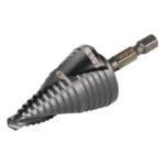 KLEIN TOOLS QRST11 – Broca Escalonada 12 en 1 / Revestimiento TiAlN / Perforación 2-3 cm / Doble Acanaladura Espiral / Vástago Hexagonal 1/4'' / Liberación Rápida