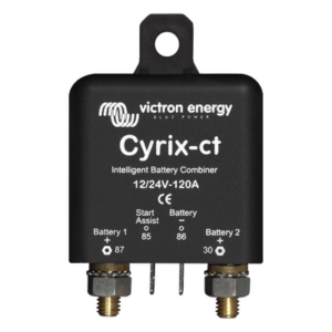 VICTRON ENERGY CYRIXCT120 – Combinador Inteligente de Baterías / 12/24 V Autorregulado / 120 A / Protección Térmica / StartAssist / Pernos M6 13 mm
