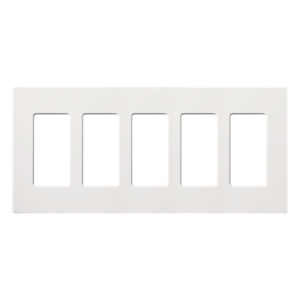 LUTRON ELECTRONICS SC-5-SW – Placa de pared / 5 espacios / Sin tornillos / 259 x 119 mm / Acabado satinado Snow / Para Maestro, Diva, Skylark y control Pico