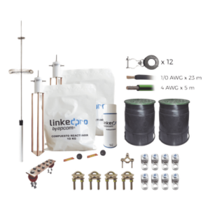 LINKEDPRO BY EPCOM KLP-TZ18-PRO – Kit Pararrayo con Accesorios de Instalación en Torre / 18 m (59 ft) Altura Máxima / Radio Cobertura 72° / Cable Cobre 1/0 AWG y 4 AWG