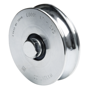COMUNELLO 1150-5050-001 – Rueda para Puerta Corrediza / 12 cm / Carga 450 kg / Acero Galvanizado / Fijación con Tornillo y Tuerca