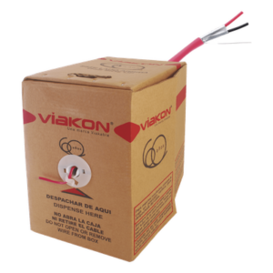 VIAKON 9422 – Bobina de Cable para Alarma de Incendio / 2 x 18 AWG / 305 m (1000 ft) / Blindado / FPLR / Rojo