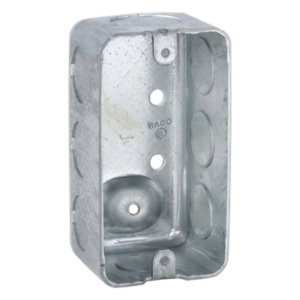 RACO HUB-666 – Caja de Conexión Tipo Chalupa / Acero Galvanizado / 4 x 2.125 in / Profundidad 1-7/8 in / 8 Entradas Conduit / 13.0 in³ / UL Listed