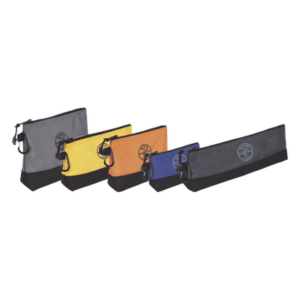 KLEIN TOOLS 55569 – Kit de Bolsos para Herramientas / Base Reforzada 2520D / Cierre Zipper / 5 Piezas 14'' a 7'' / Mosquetones de Aluminio