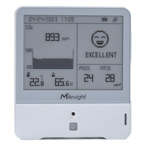 MILESIGHT AM308915M – Panel Digital IoT / Monitoreo IAQ 10 Parámetros / LoRa / CO₂ TVOC HCHO O₃ PM2.5 PM10 / Pantalla Inteligente