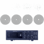 EPCOM PROAUDIO EPB120E/4CST – Kit de Amplificador de 120W / 4 Altavoces de Techo 6" / Sistema 70/100V / Bluetooth / MP3 / FM / USB