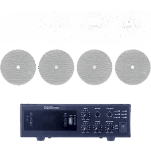 EPCOM PROAUDIO EPB120E/4CST – Kit de Amplificador de 120W / 4 Altavoces de Techo 6" / Sistema 70/100V / Bluetooth / MP3 / FM / USB