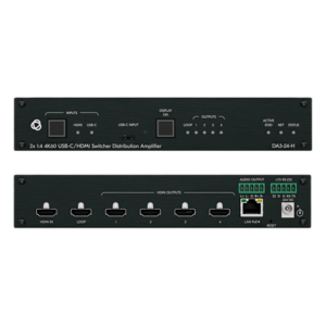 KRAMER DA3-24-H – Distribuidor y Switcher 2x1:4 | 4K@60Hz 4:4:4 | HDMI 2.0b | HDCP 2.3 | 18Gbps | EDID Inteligente | Escalado Automático | Audio Analógico | RS-232 | Alimentación 20 VDC | Montaje en Rack 1U | 21.46 cm x 16.30 cm x 4.36 cm (8.45 in x 6.