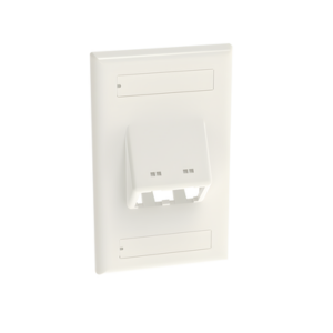 PANDUIT CFPSL2WHY – Placa de Pared Vertical / 2 Puertos Mini-Com Inclinados / ABS / 2.75 x 4.5 in / Con Etiquetas / Blanco