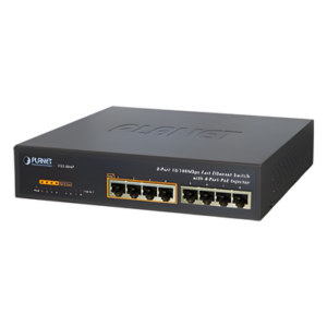 PLANET FSD-804P – Switch no administrable PoE de 8 puertos 10/100 Mbps con 4 puertos PoE 802.3af