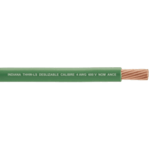 INDIANA SLY-287-GRN – Cable THW-LS / Calibre 4 AWG / 19 Hilos / 90°C Seco / 75°C Mojado / Verde / Venta por Metro