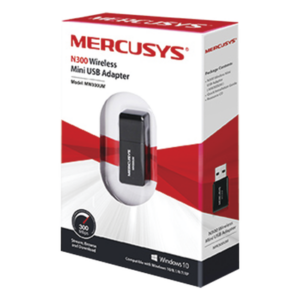Mercusys MW300UM – Adaptador USB Wi-Fi / 300 Mbps / 2.4 GHz / 2 Antenas Internas / IEEE 802.11n/b/g / USB 2.0