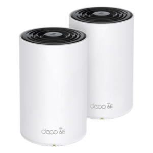 TP-LINK DECOXE75-2PACK – Sistema Mesh Wi-Fi / Wi-Fi 6E AX5400 / Triple Banda 2.4/5/6 GHz / 3 Puertos Gigabit WAN/LAN / 4 Antenas Internas / Gestión App Móvil