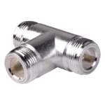 RF INDUSTRIES,LTD RFN-1011-1 – Adaptador RF en T / Triple Conector N Hembra / Cuerpo Bronce Plateado / Contacto Oro / Aislante Teflón