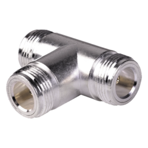 RF INDUSTRIES,LTD RFN-1011-1 – Adaptador RF en T / Triple Conector N Hembra / Cuerpo Bronce Plateado / Contacto Oro / Aislante Teflón