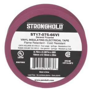 PANDUIT ST17-075-66VI – Cinta Aislante Eléctrica / PVC Uso General / 600V / 20.12 m (66 ft) / 19 mm Ancho / UL 510 / Violeta