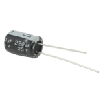 SYSCOM CE220/25V – Capacitor Electrolítico Radial / 220 µF / 25 Vcc / 105 °C / 8 x 11 mm / 2000 h Durabilidad