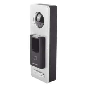 HIKVISION DS-K1T501SF – 2 EN 1 / Lector Biométrico IP65 con Función de Videoportero y lector QR Incluida/ Llamada a APP de Smartphone Hik-Connect P2P (No requiere monitor) / Soporta Tarjetas - Huellas - Códigos QR / Cámara 2 MP Compatible con DVRs y