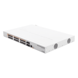 MIKROTIK CRS328-24P-4S+RM – Switch PoE / 24 Puertos Gigabit / 4 SFP+ 10G / 450W PoE / 1U Rack