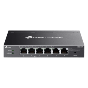 TP-LINK ES206GP – Switch Gigabit / 6 Puertos / 4 PoE+ 65W / Gestión Cloud SDN / Fanless / Alcance PoE 250 m (820.2 ft) / QoS y VLAN